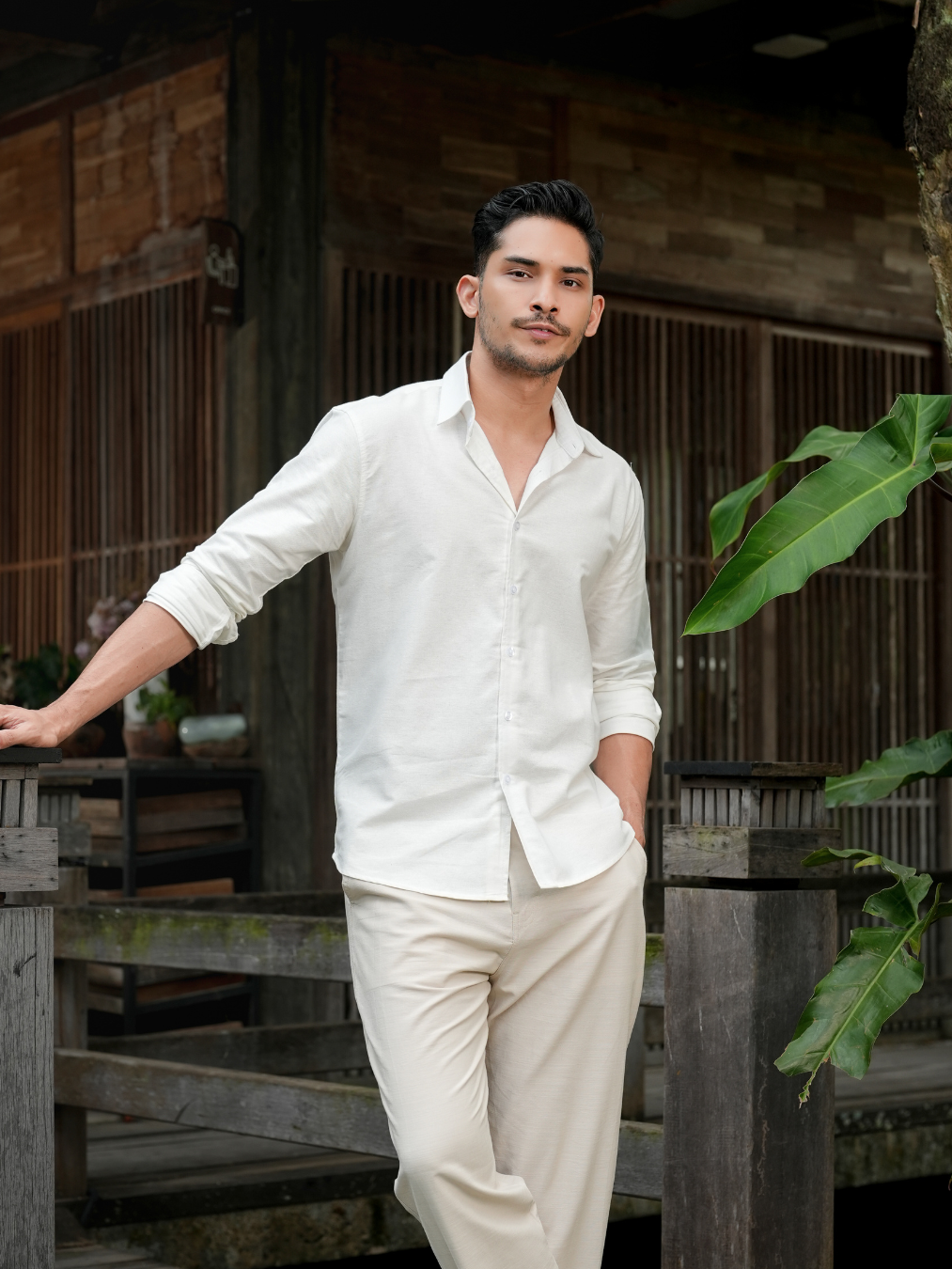 Regular Fit Cotton Linen Shirt Off White