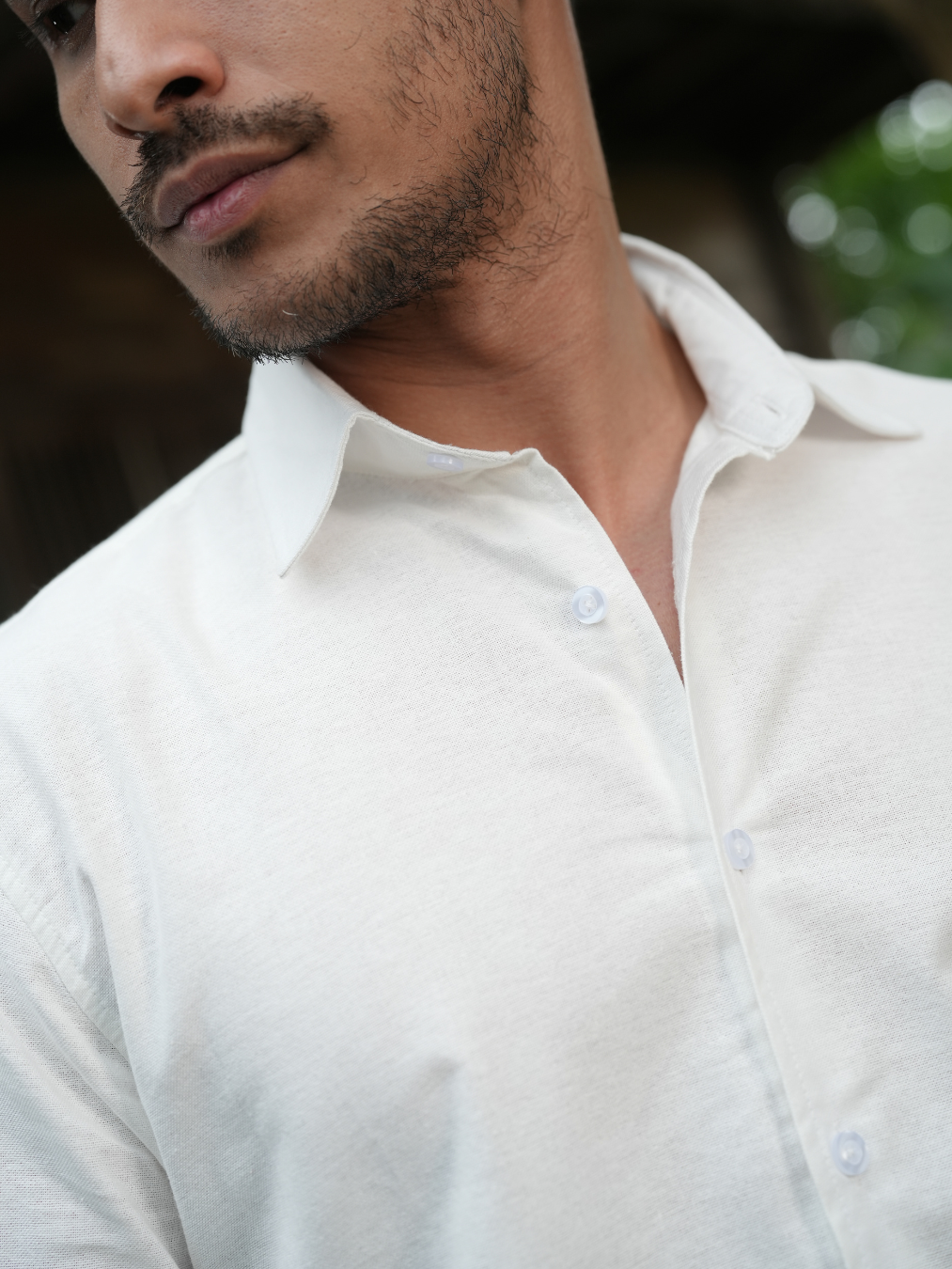 Regular Fit Cotton Linen Shirt Off White