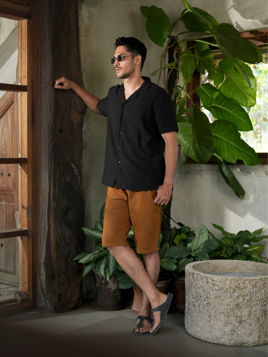 Relaxed Cuban Linen Shirt Black