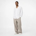 TWELTREE Relaxed Textured Cheongsam Shirt White
