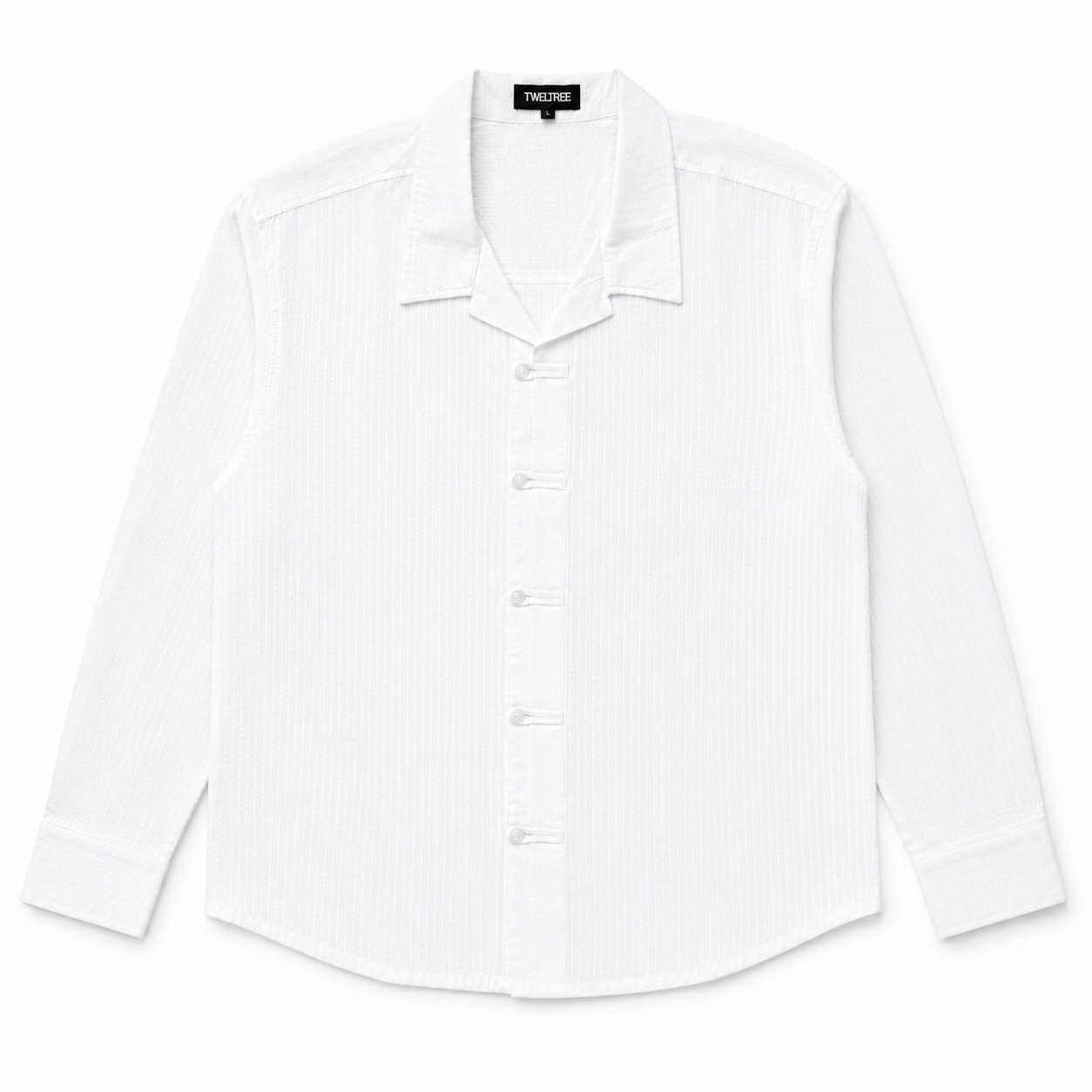 TWELTREE Relaxed Textured Cheongsam Shirt White