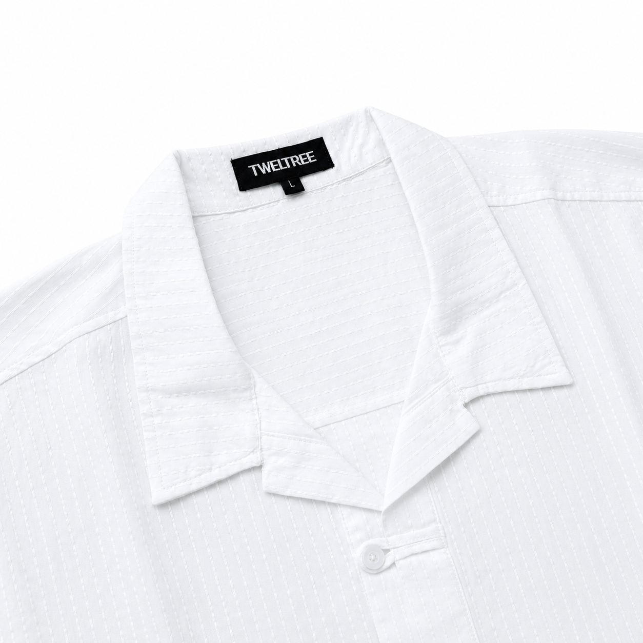 TWELTREE Relaxed Textured Cheongsam Shirt White