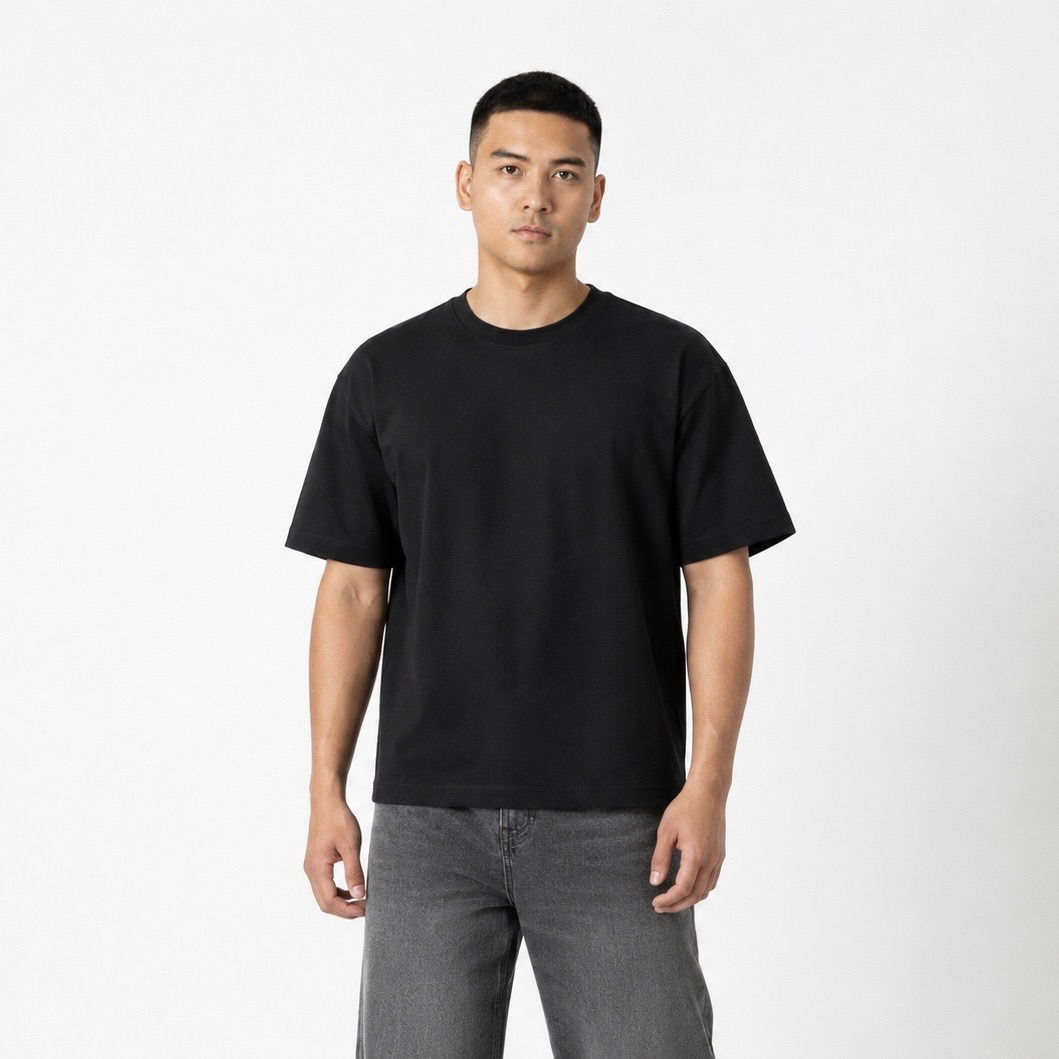 Boxy Oversize Soft Touch TCool Heavyweight Tee 290gsm Black