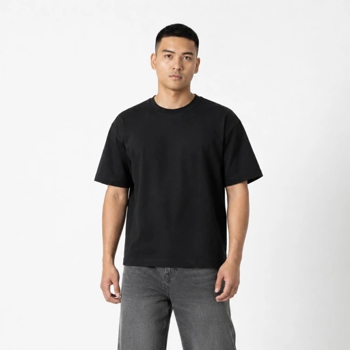 Boxy Oversize Soft Touch TCool Heavyweight Tee 290gsm Black