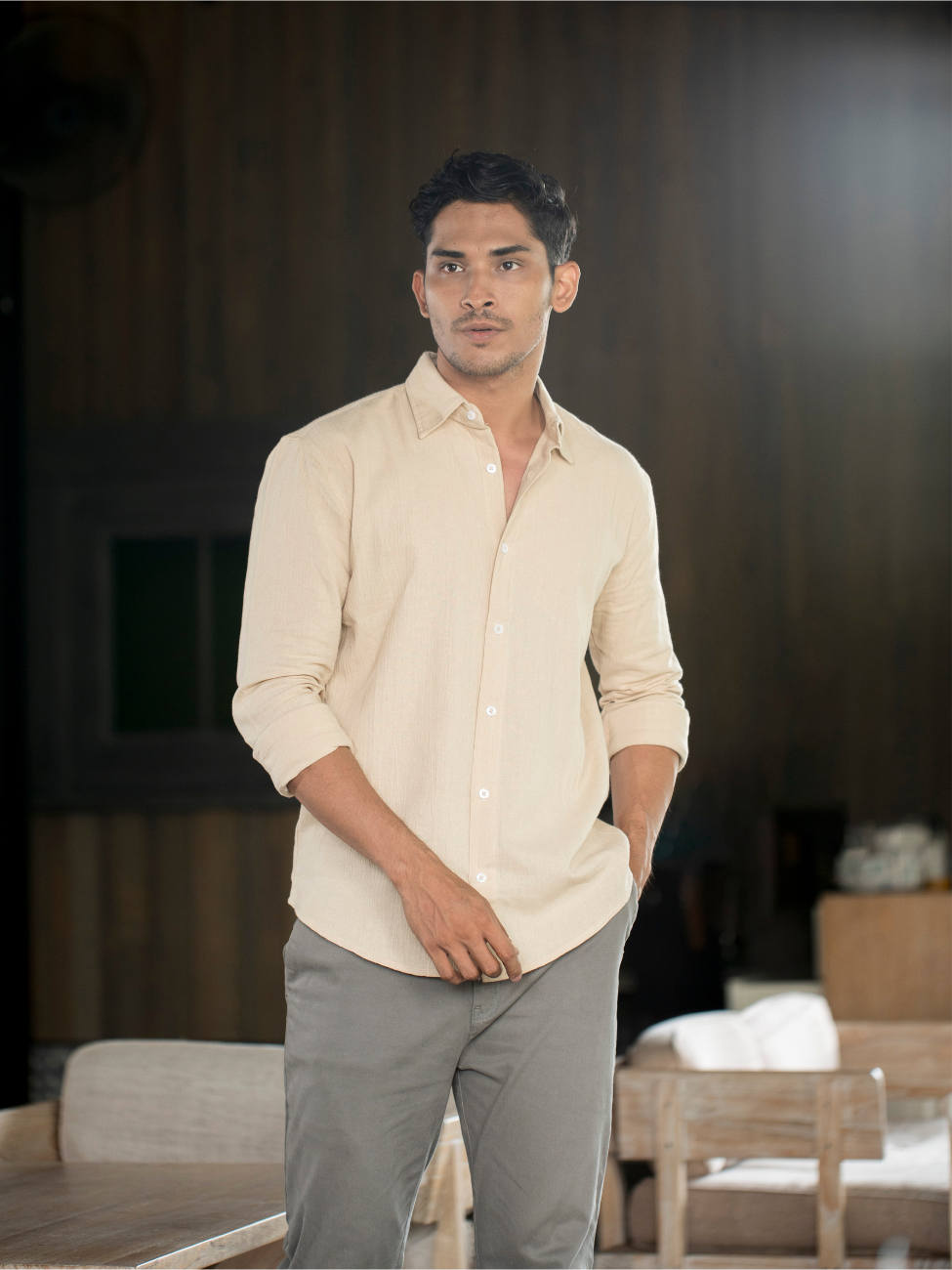 Tweltree Trukey Linen Long Shirt Cream