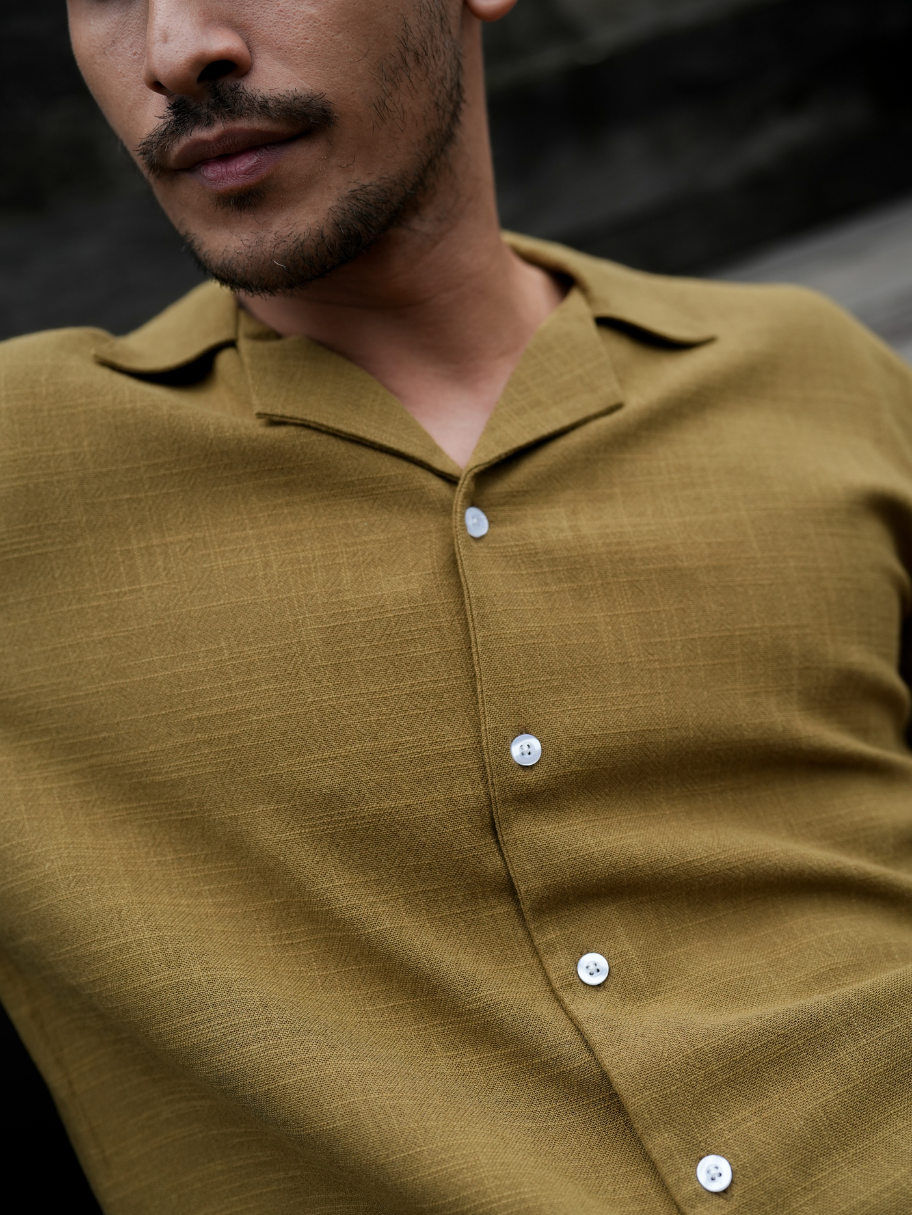Relaxed Cuban Linen Shirt Moss