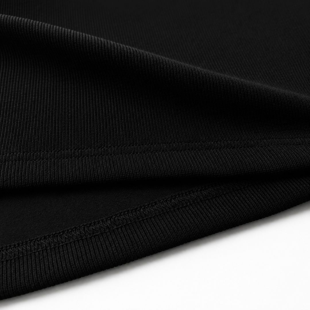 Muscle Fit Rib Henley Long Sleeve Black 