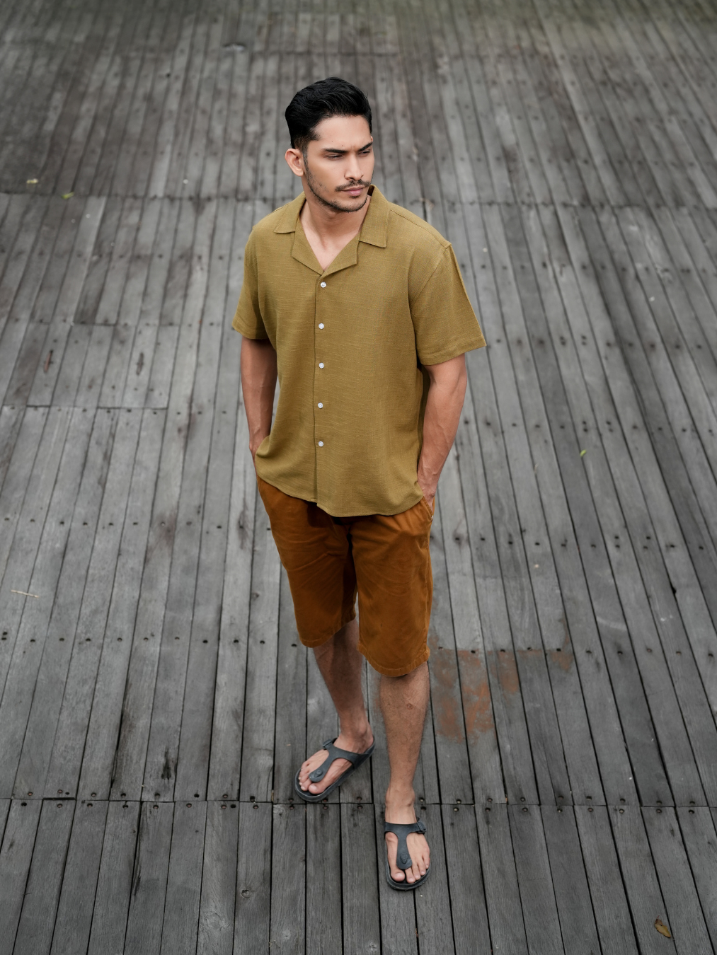Relaxed Cuban Linen Shirt Moss