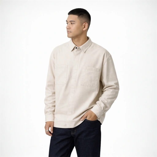 Image of Boxy Oversize Pockets Shirt Cream Beige
