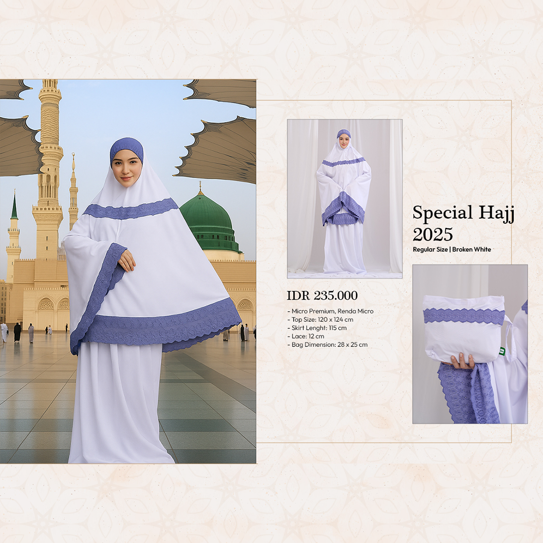 Mukena Tatuis Special Haji 2025 Broken White Dewasa Regu