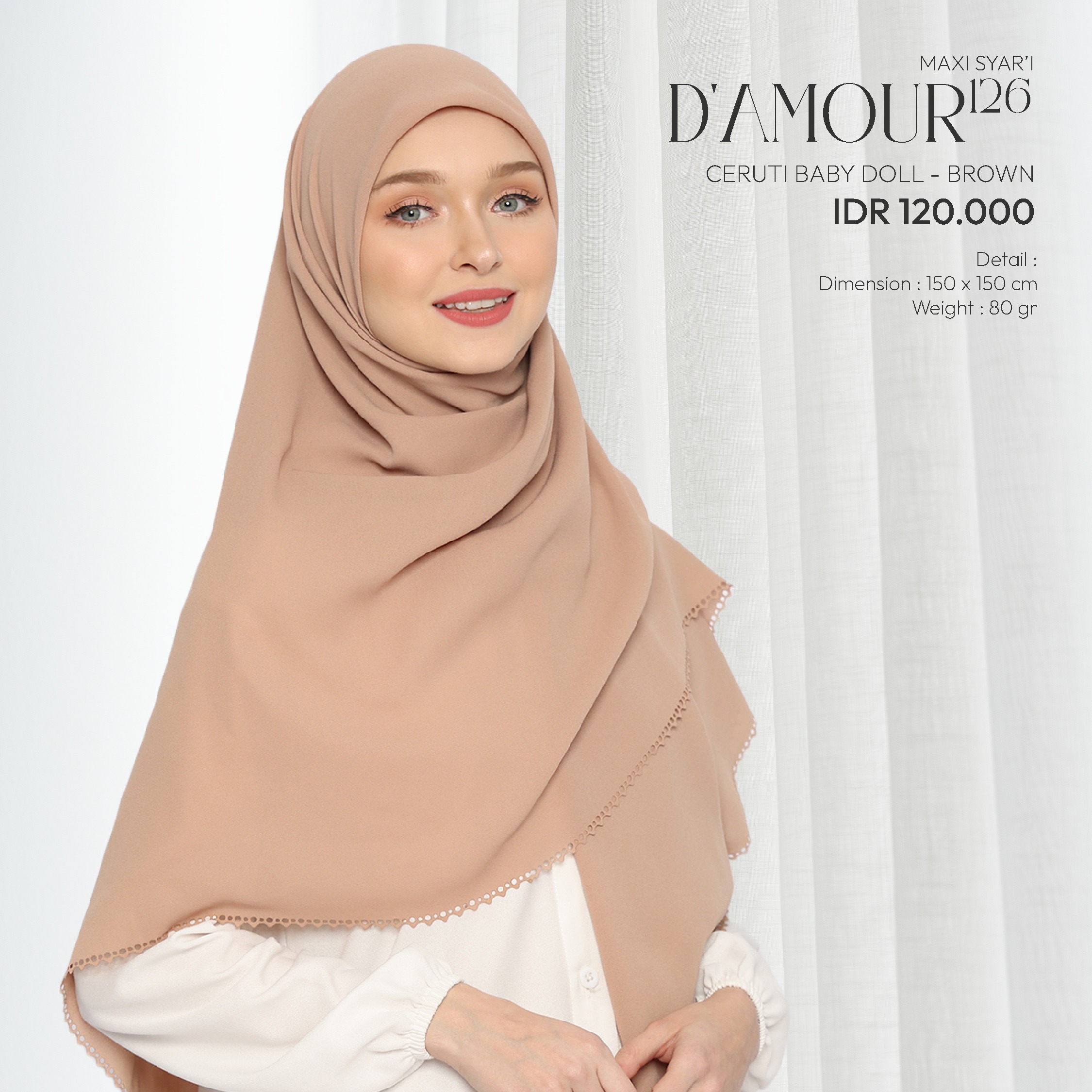 Tatuis Square Hijab Damour 126 Brown Maxy