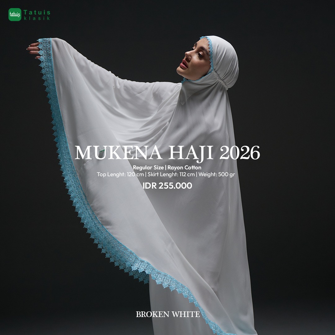 Mukena Tatuis Special Haji 2026 Broken White Dewasa Reguler