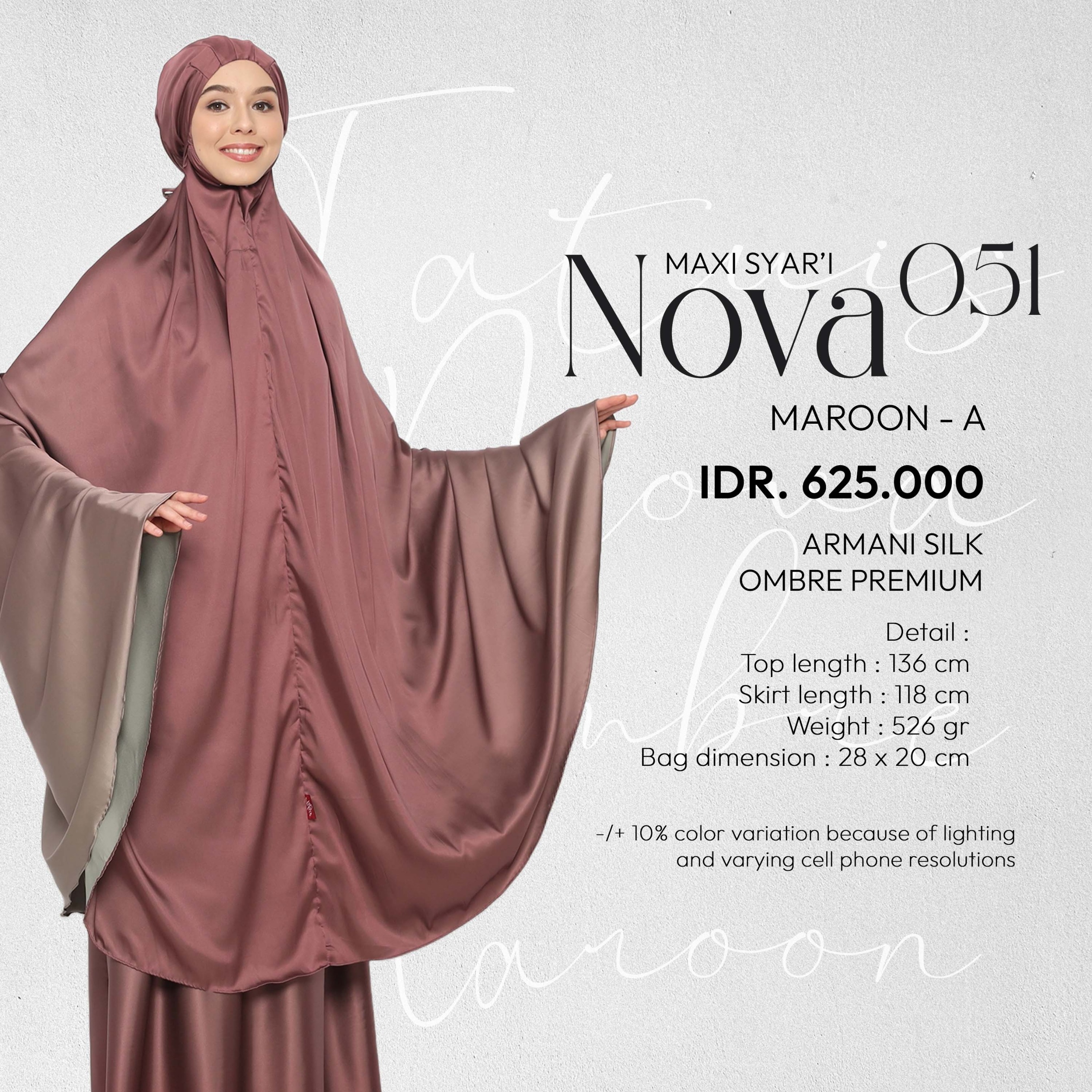 Tatuis Mukena Nova 051 Dewasa Maxi Syari Jumbo Ombre Premium