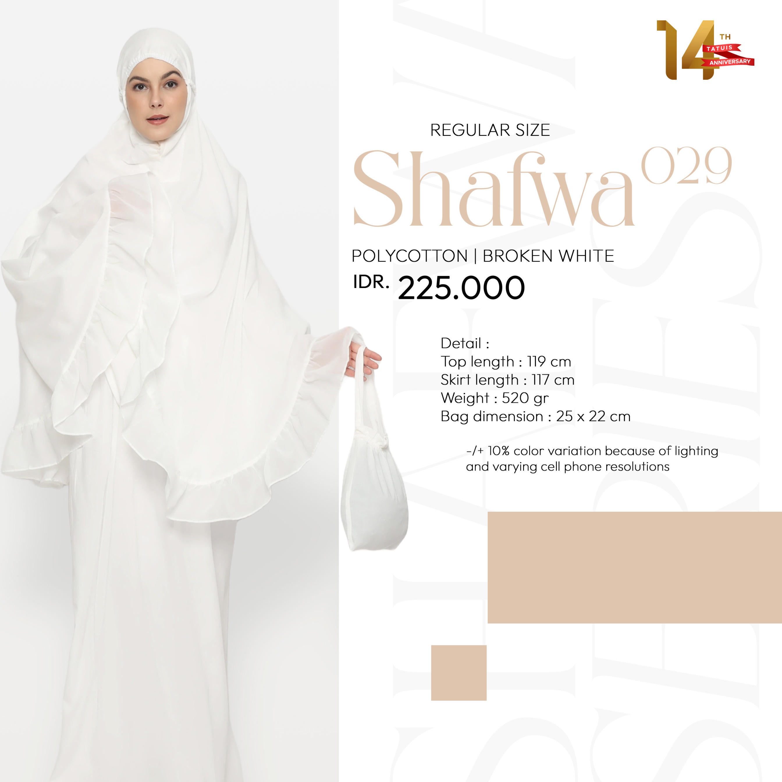 Tatuis Mukena Shafwa 029 Broken White Dewasa Reguler
