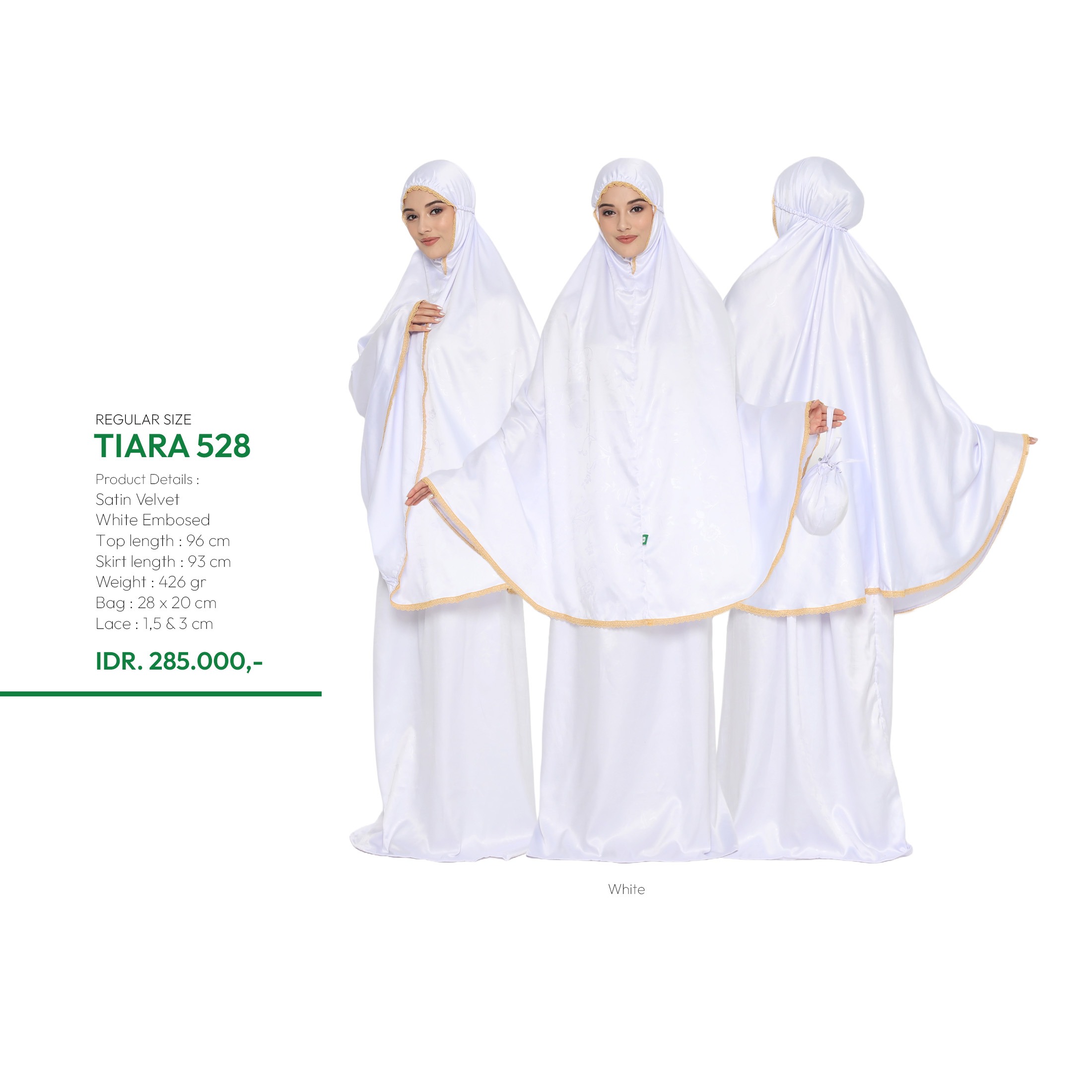 Tatuis Mukena Tiara 528 White Embossed Dewasa Reguler