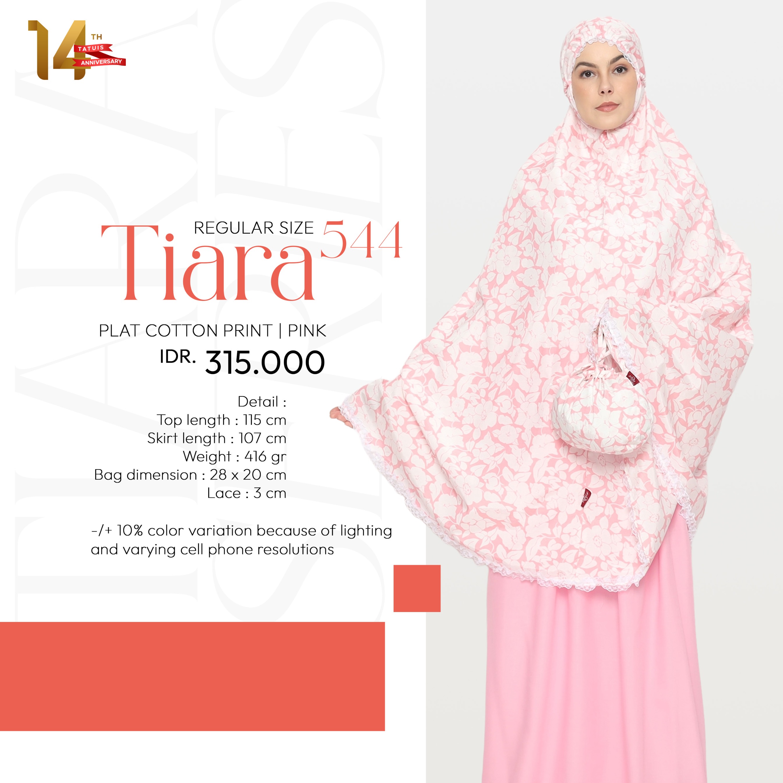 Tatuis Mukena Tiara 544 Dewasa Reguler