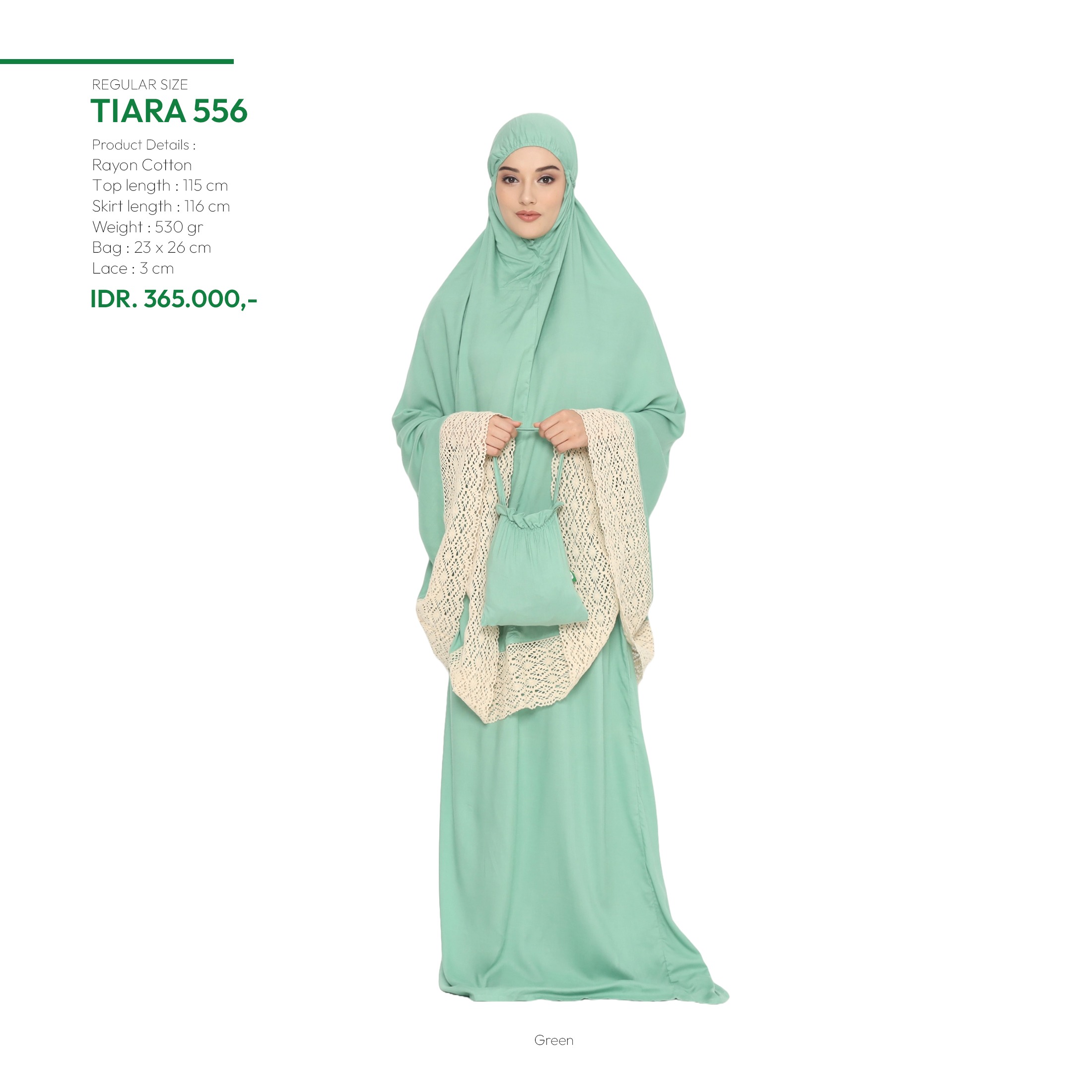 Tatuis Mukena Tiara 556 Green Dewasa Reguler