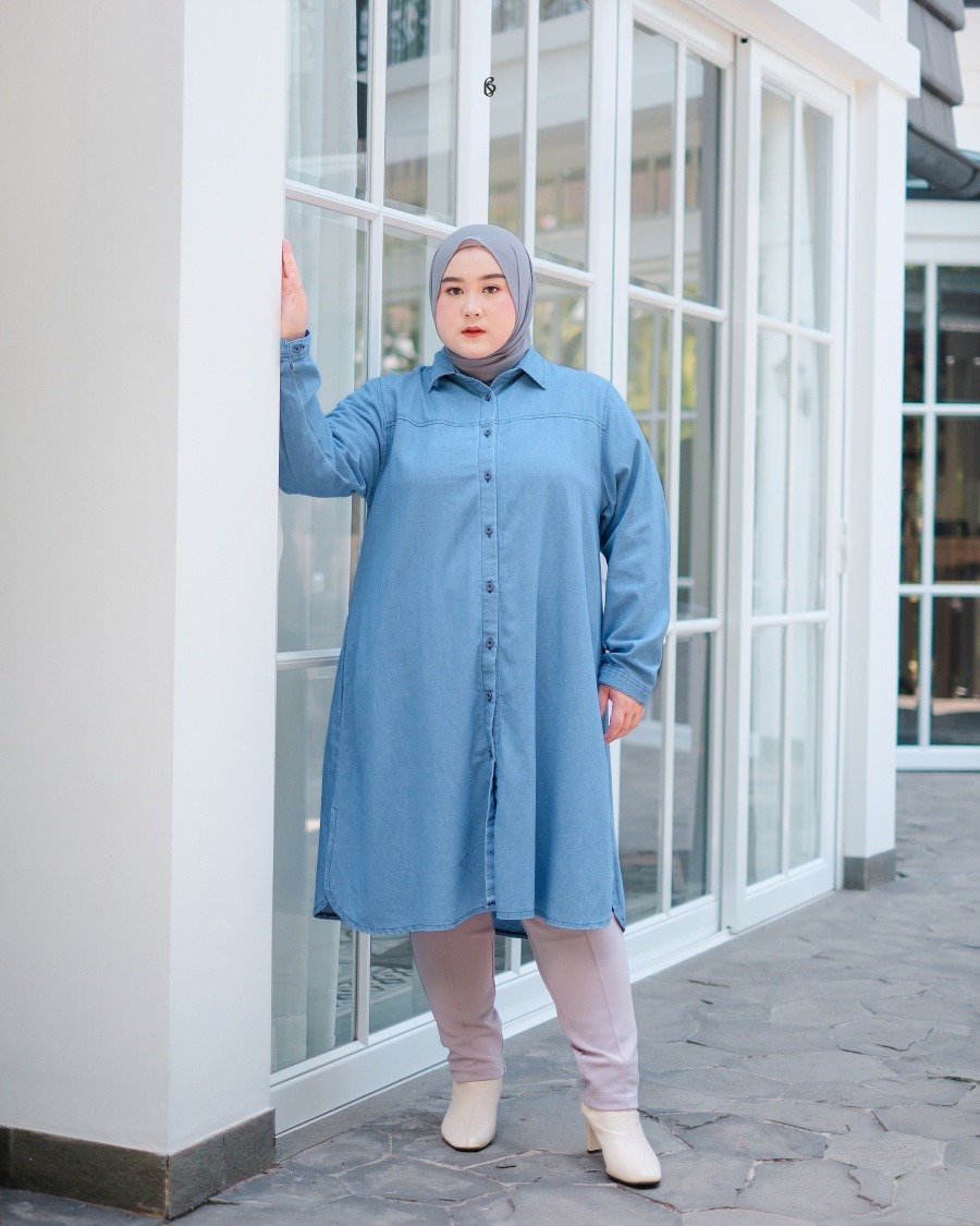 Briel Tunik - Light Blue | Atasan Tunik Bigsize Jumbo