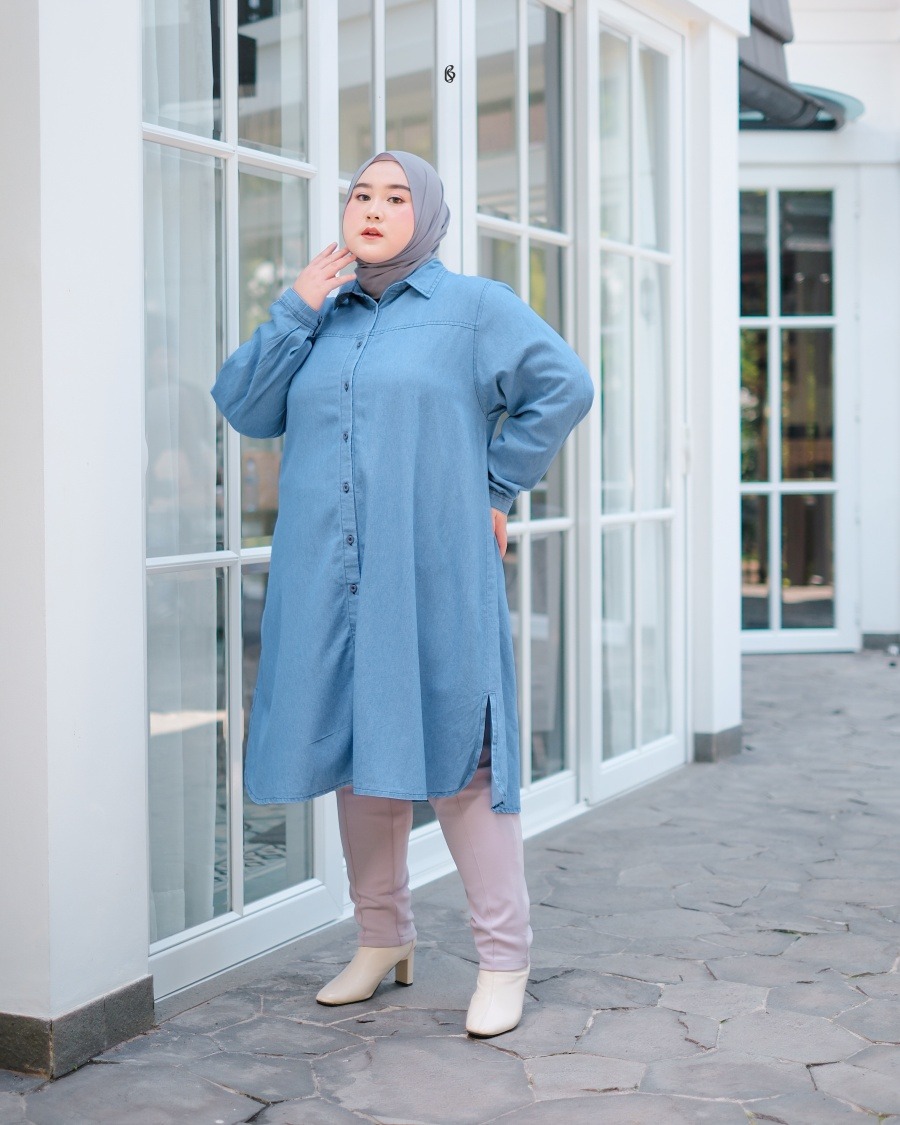 Briel Tunik - Light Blue | Atasan Tunik Bigsize Jumbo
