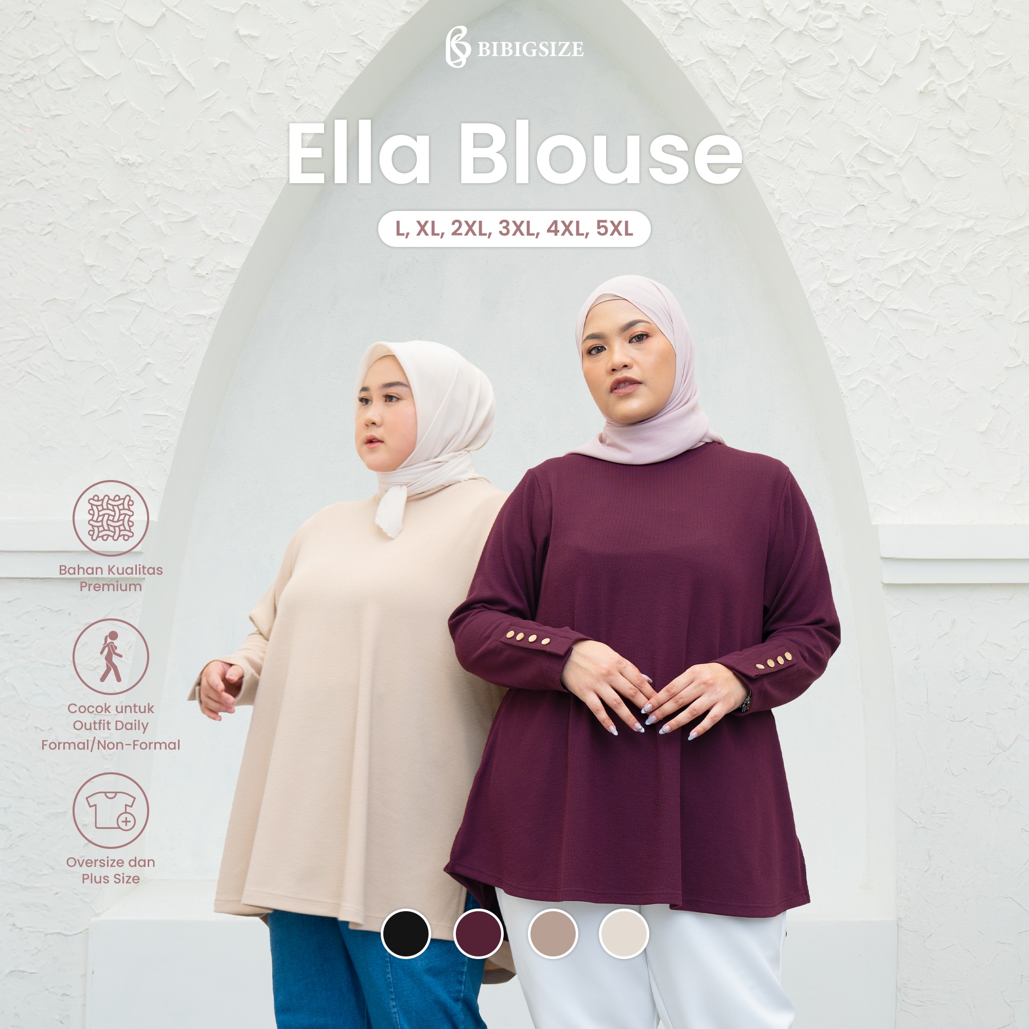 Bibigsize - Ella Blouse | Atasan Blouse Bigsize Jumbo