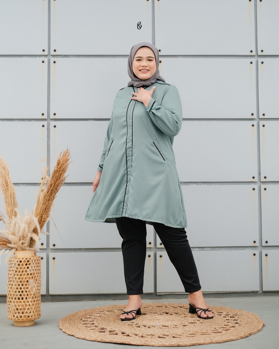 Mikha Tunik - Frosty Green | Atasan Tunik Bigsize Jumbo
