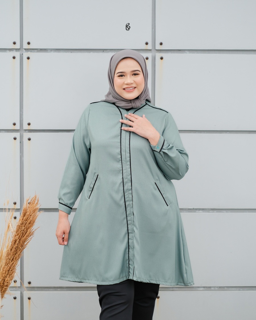 Mikha Tunik - Frosty Green | Atasan Tunik Bigsize Jumbo
