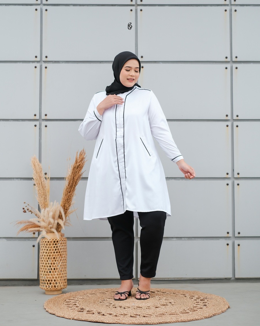 Mikha Tunik - White | Atasan Tunik Bigsize Jumbo
