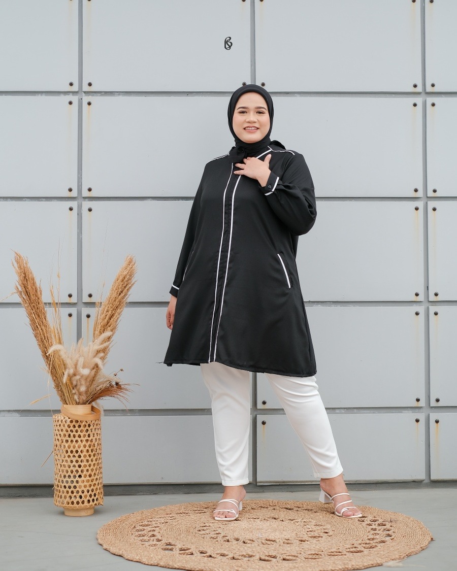 Mikha Tunik - Black | Atasan Tunik Bigsize Jumbo