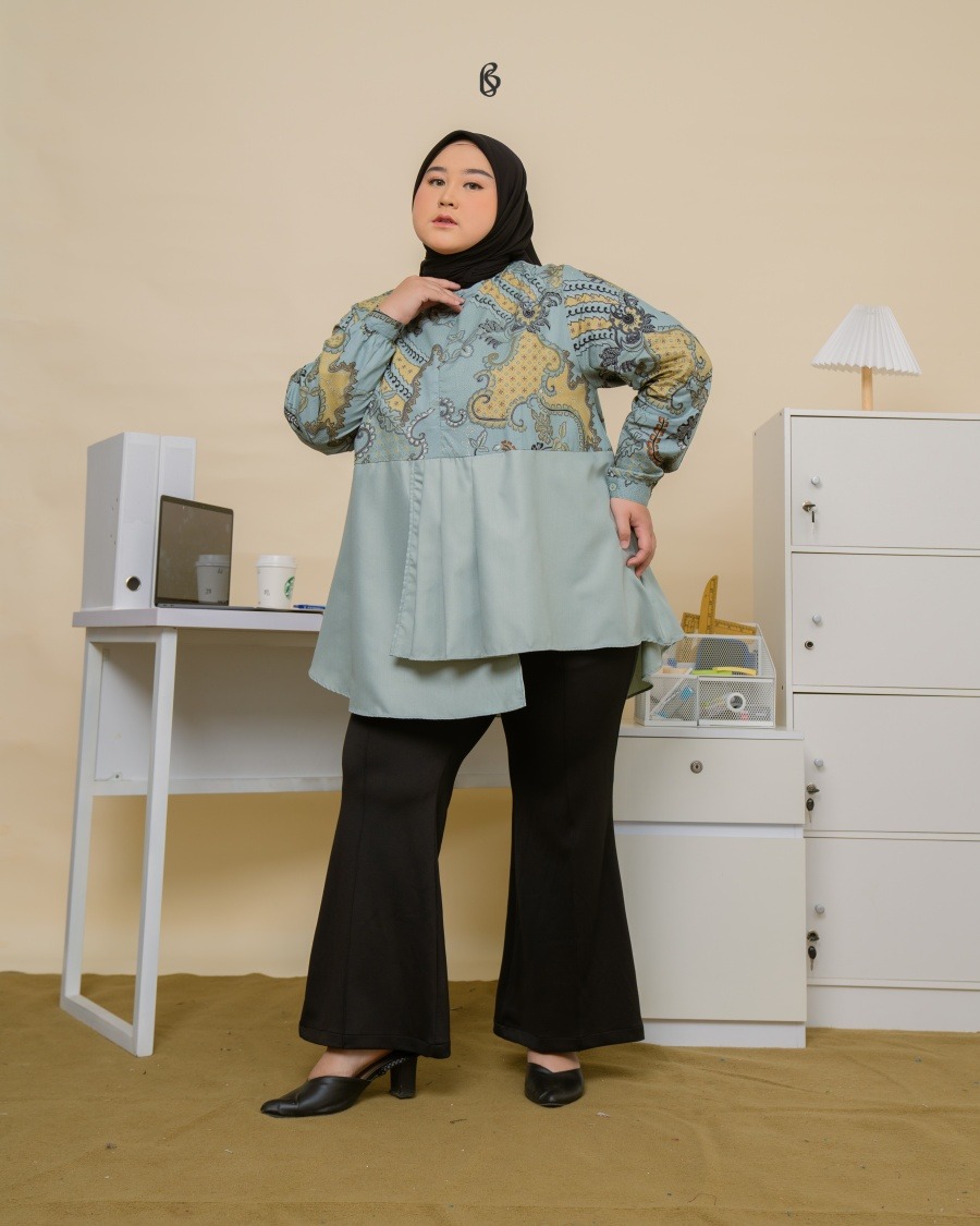 Prisha Blouse - Sage | Atasan Blouse Batik Big Size Jumbo