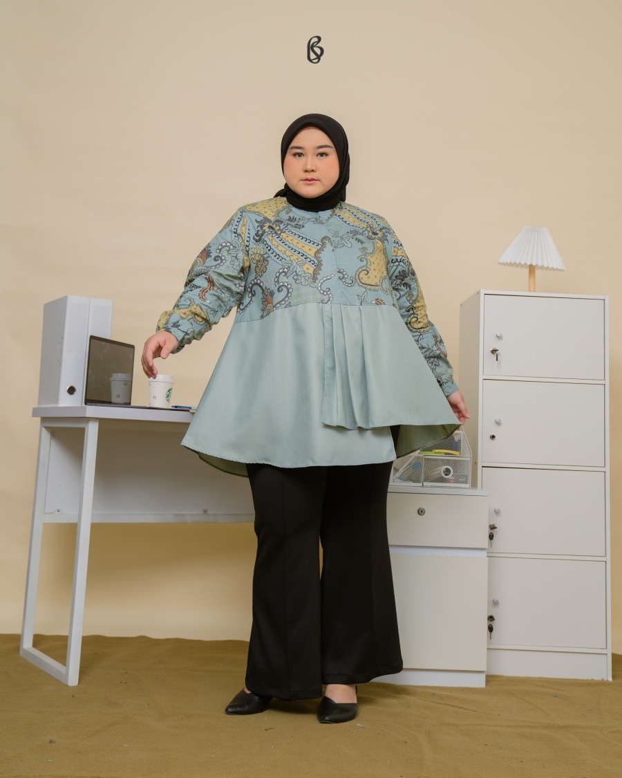 Prisha Blouse - Sage | Atasan Blouse Batik Big Size Jumbo