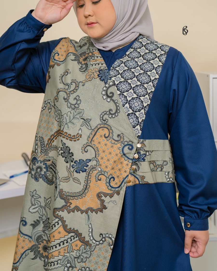 Mandala Tunik - Navy | Atasan Tunik Batik Bigsize Jumbo