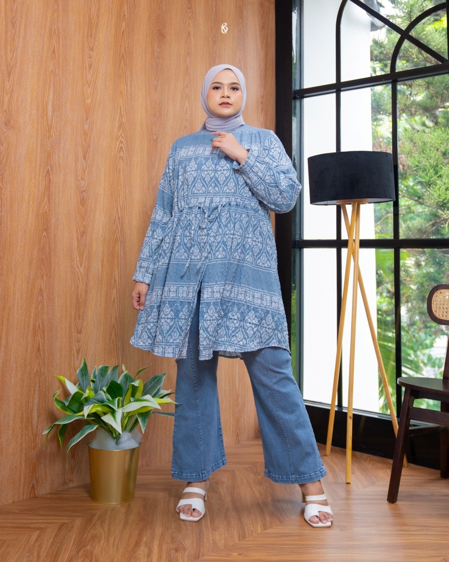 Aghnia Tunik - Powder Blue | Atasan Tunik Bibigsize Jumbo