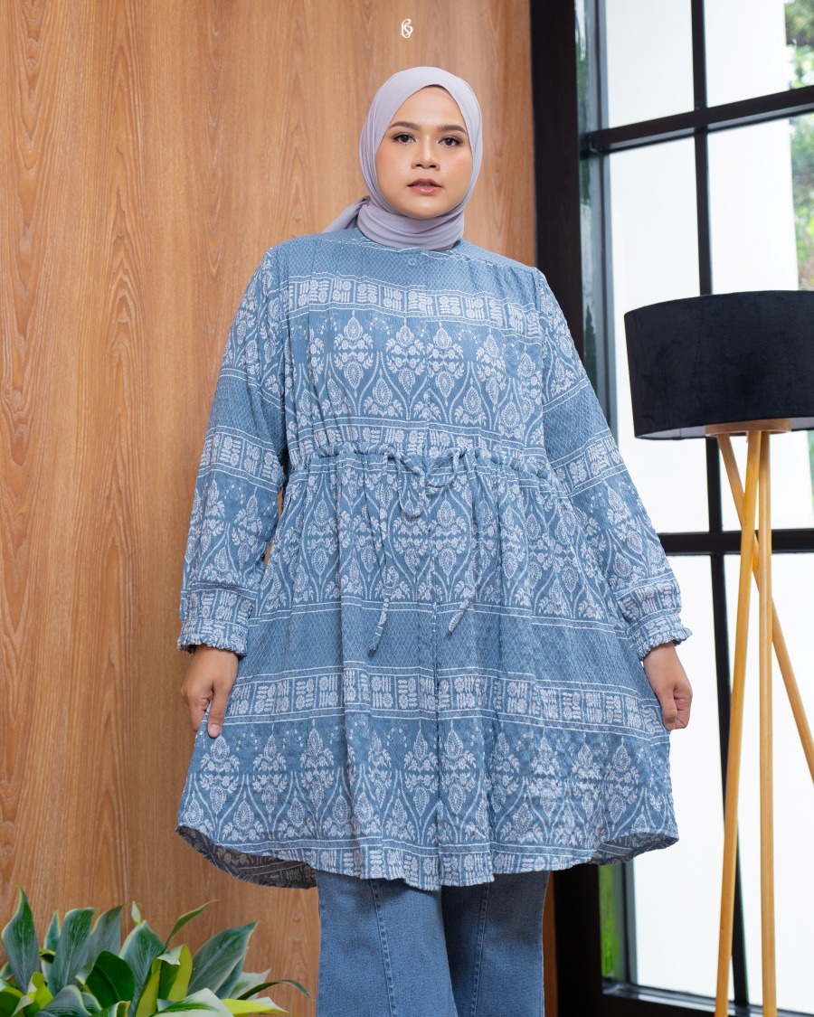 Aghnia Tunik - Powder Blue | Atasan Tunik Bibigsize Jumbo