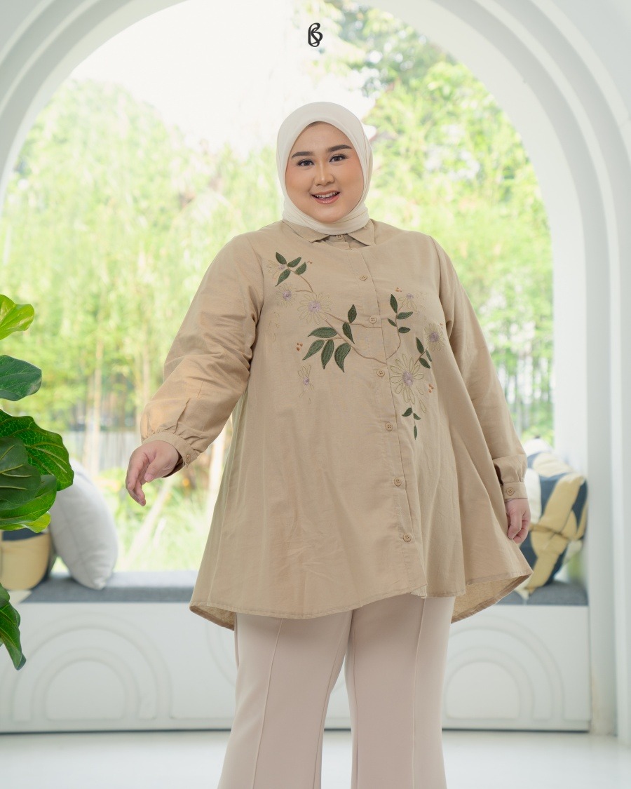 Amira Blouse - Sand | Atasan Blouse Big Size Jumbo