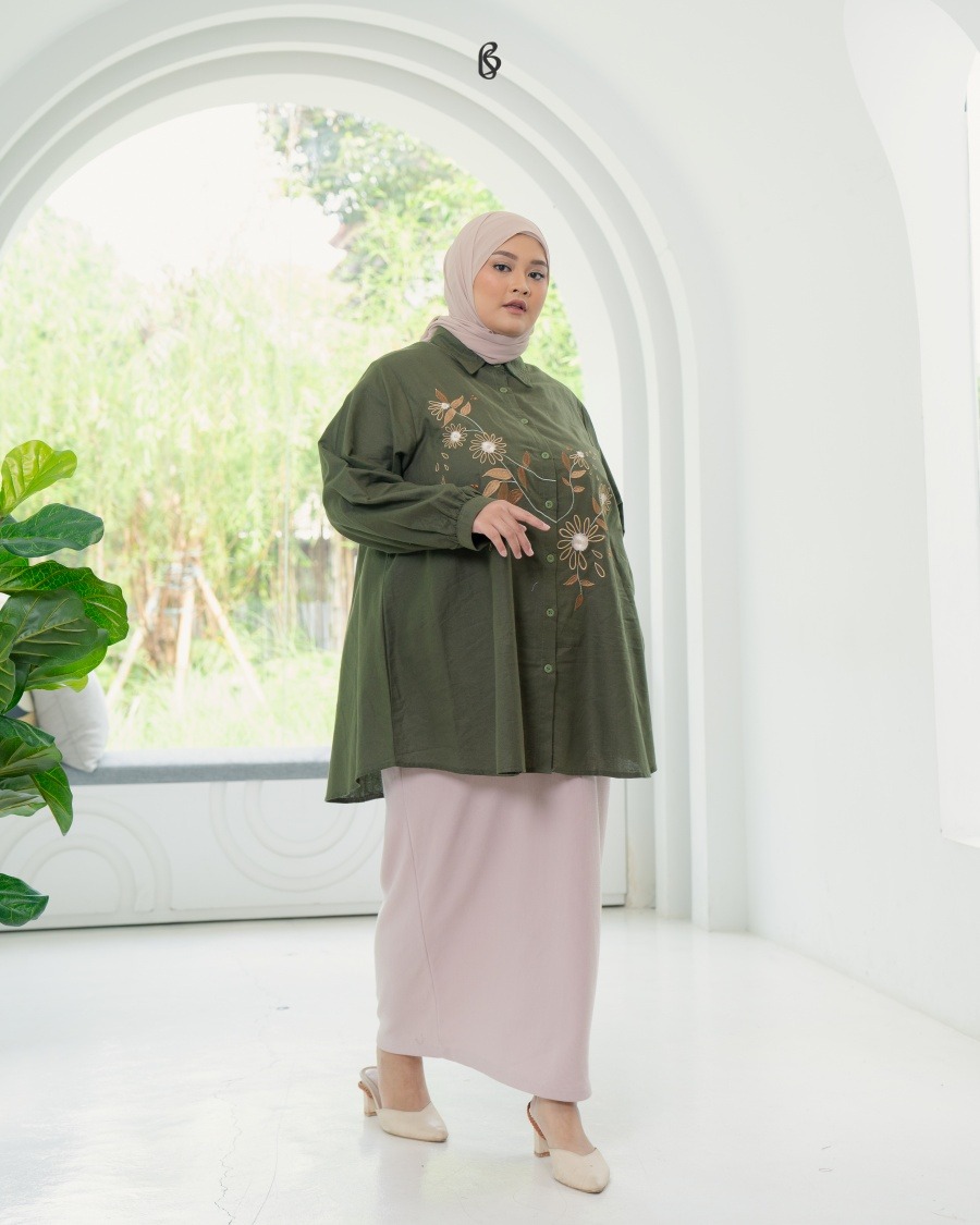 Amira Blouse - Army | Atasan Blouse Big Size Jumbo