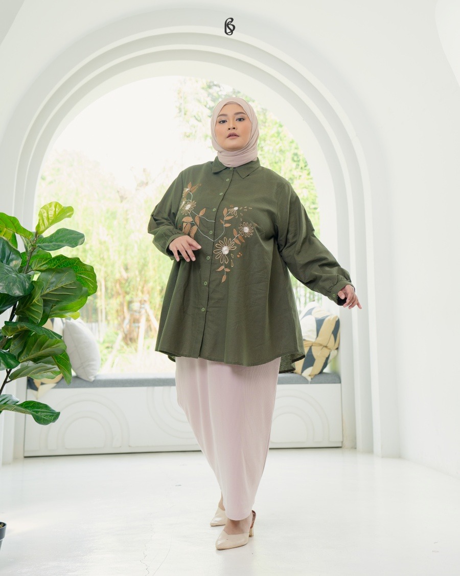 Amira Blouse - Army | Atasan Blouse Big Size Jumbo