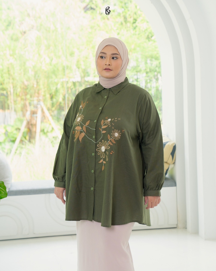 Amira Blouse - Army | Atasan Blouse Big Size Jumbo