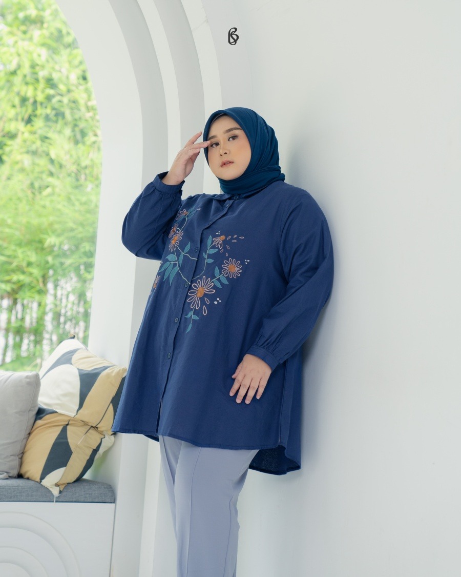 Amira Blouse - Navy | Atasan Blouse Big Size Jumbo