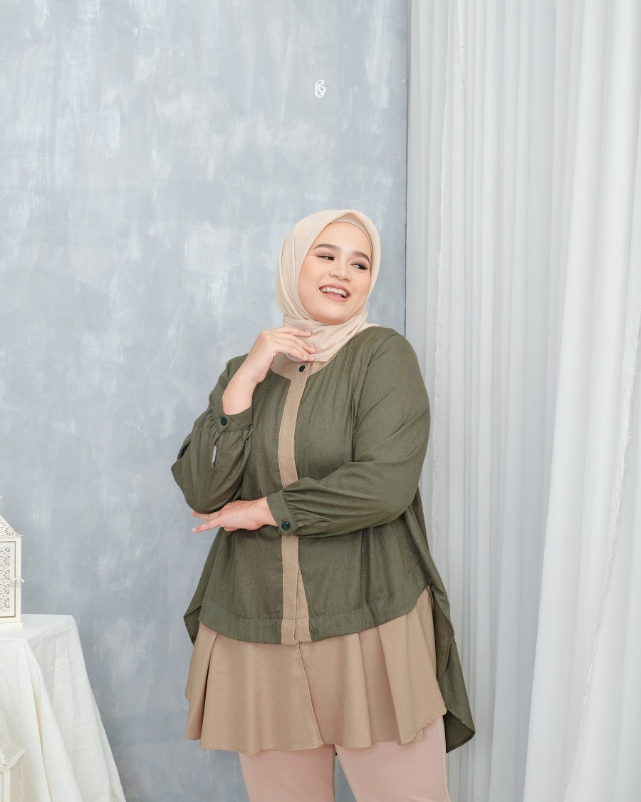 Yuka Blouse - Forest | Atasan Blouse Bigsize Jumbo