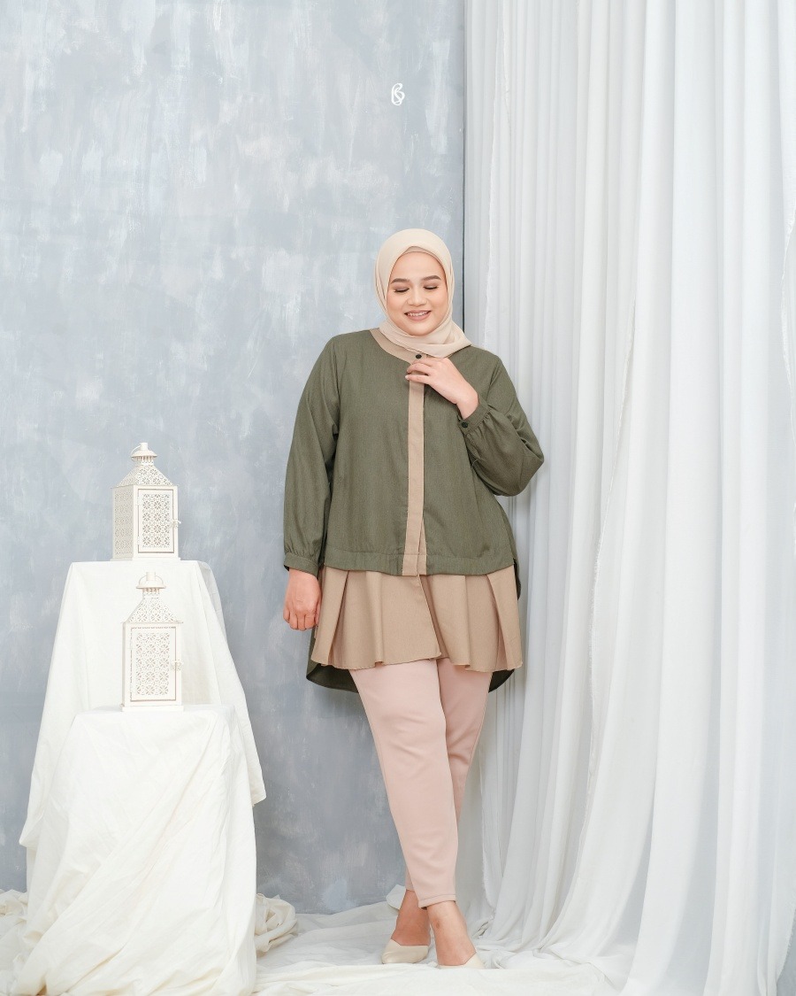Yuka Blouse - Forest | Atasan Blouse Bigsize Jumbo