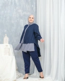 Yuka Blouse - Navy | Atasan Blouse Bigsize Jumbo