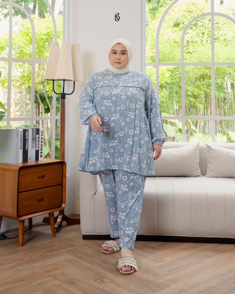 Deara Pajamas - Dusty Blue | Piyama Bigsize Jumbo