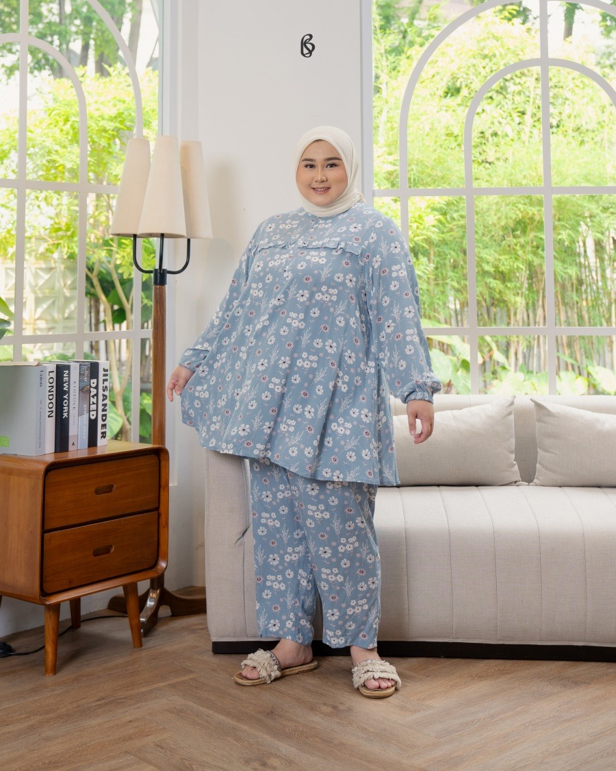 Deara Pajamas - Dusty Blue | Piyama Bigsize Jumbo