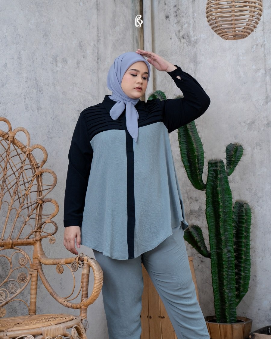 Cassandra Set - Slate | Baju Set Oneset Bigsize Jumbo