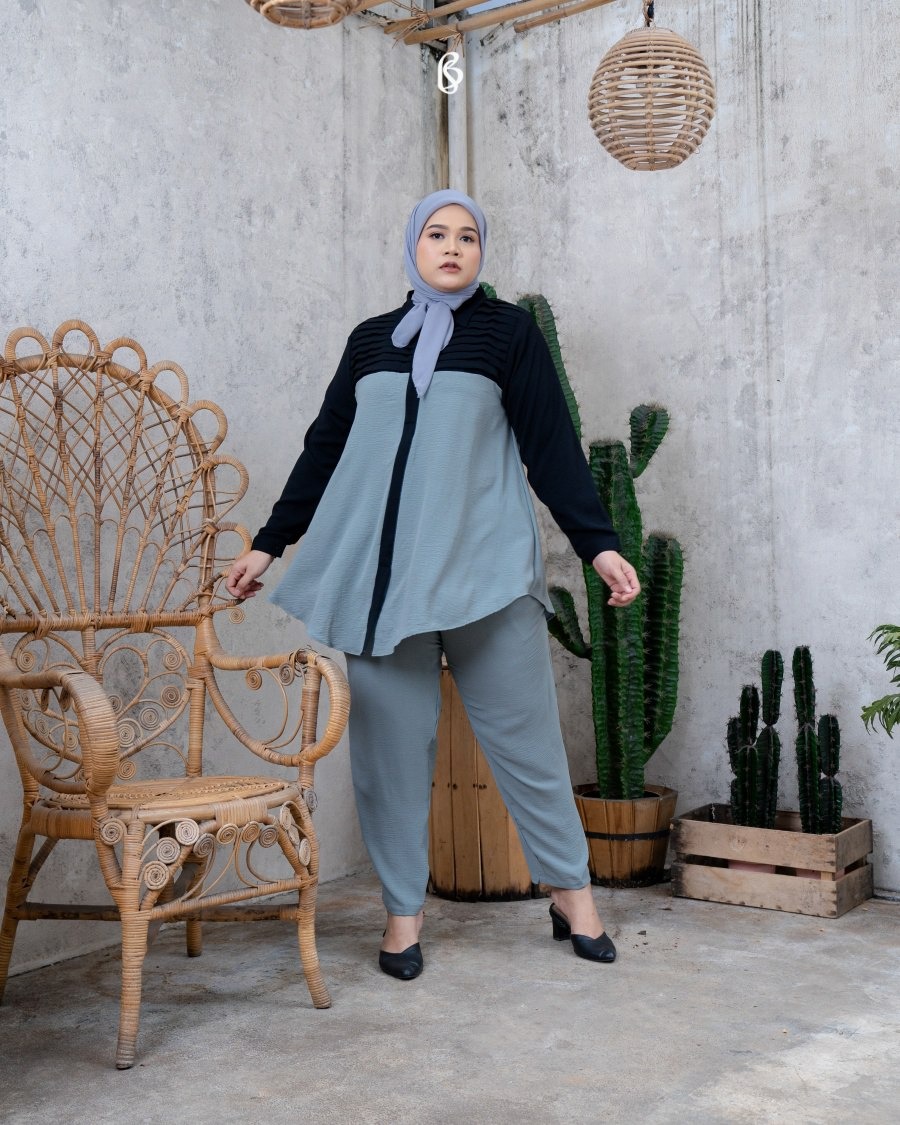 Cassandra Set - Slate | Baju Set Oneset Bigsize Jumbo
