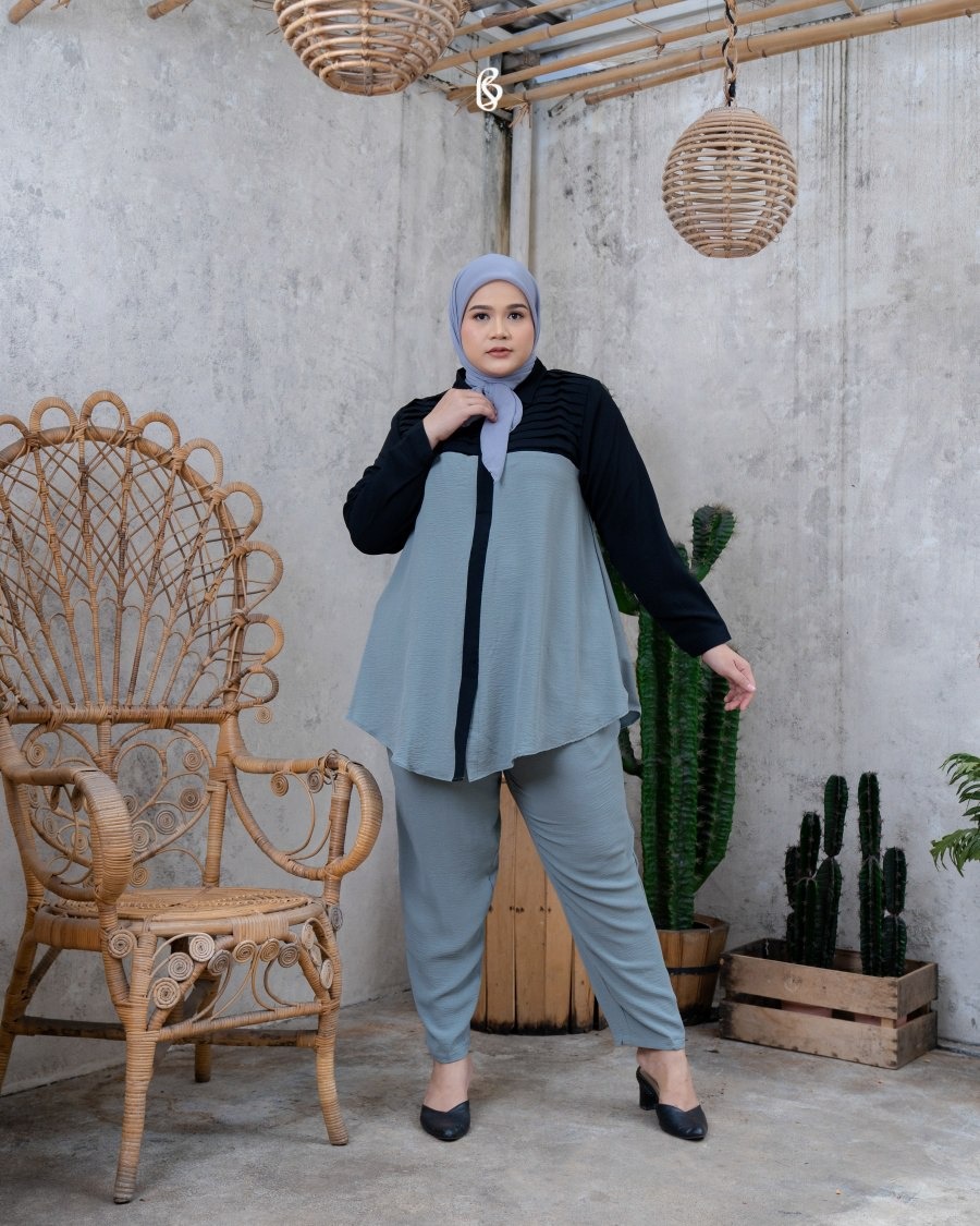 Cassandra Set - Slate | Baju Set Oneset Bigsize Jumbo