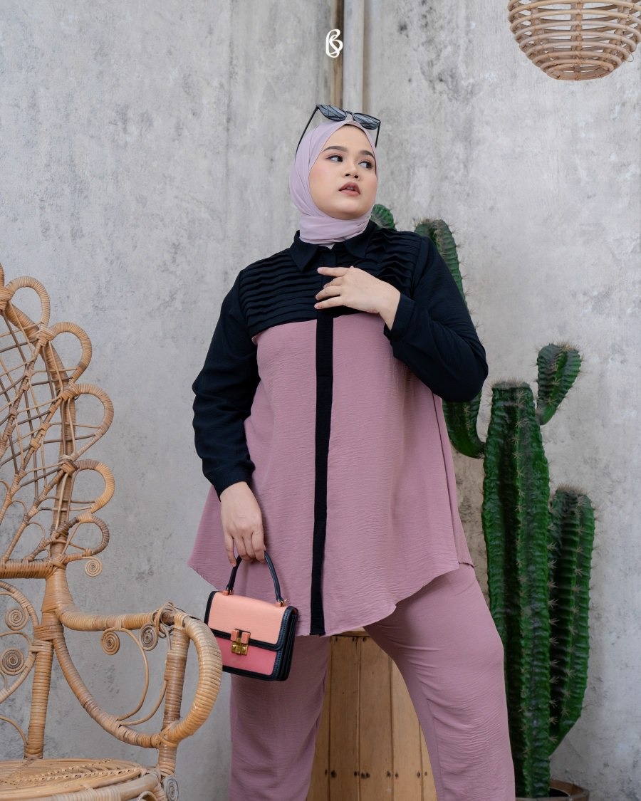Cassandra Set - Dusty Pink | Baju Set Oneset Bigsize Jumbo