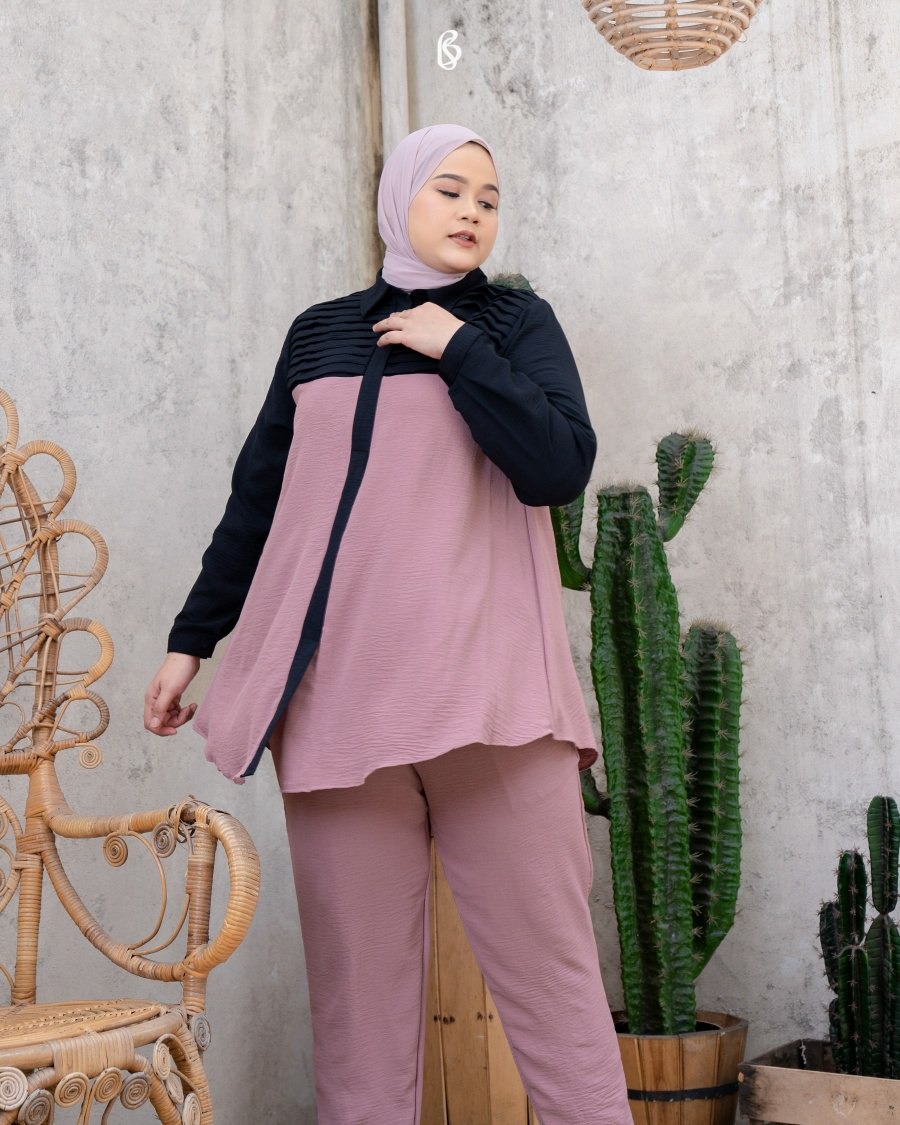 Cassandra Set - Dusty Pink | Baju Set Oneset Bigsize Jumbo