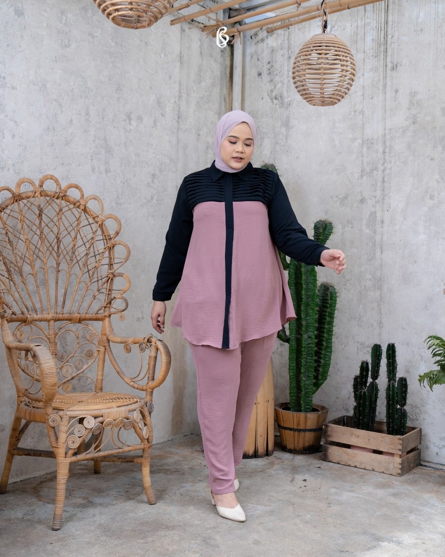 Cassandra Set - Dusty Pink | Baju Set Oneset Bigsize Jumbo