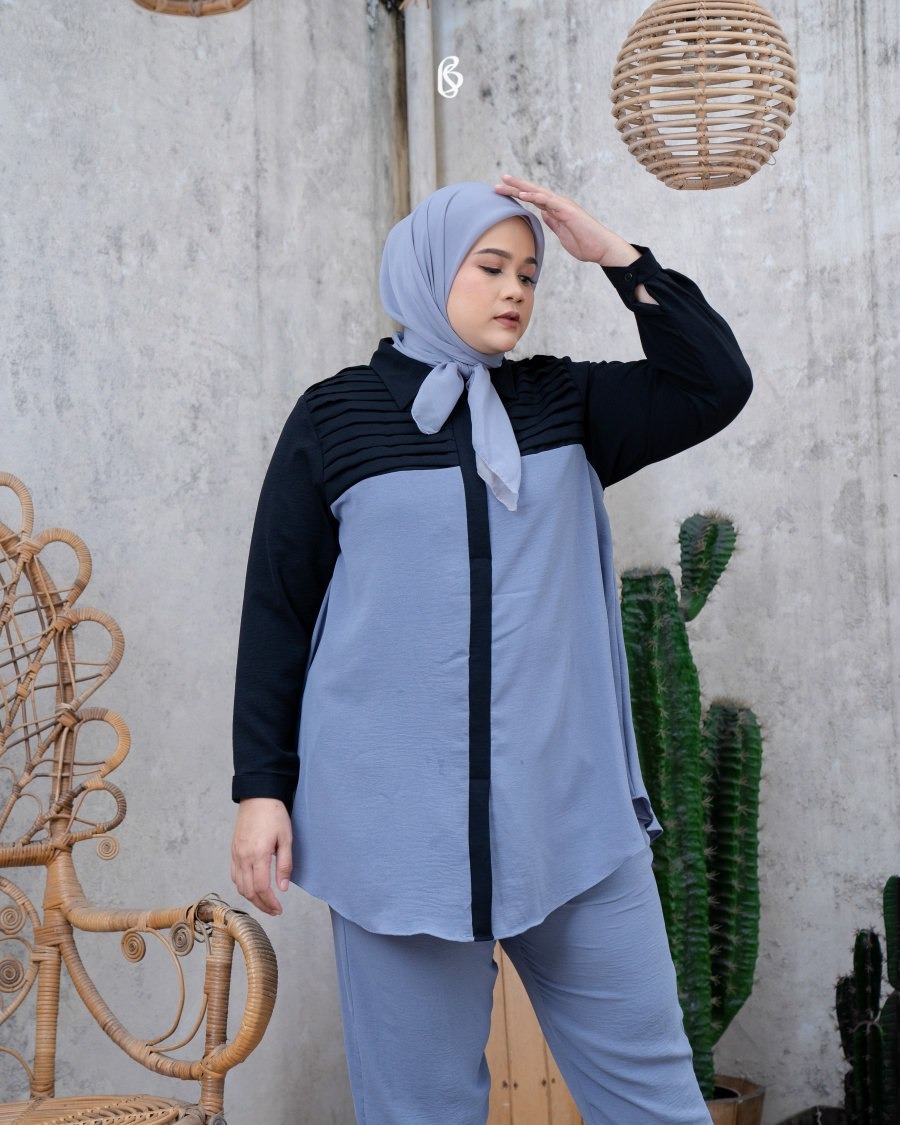 Cassandra Set - Denim | Baju Set Oneset Bigsize Jumbo